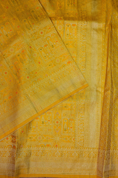 Banarasi Satin Silk Saree with Full Brocade Body – Mustard Yellow
