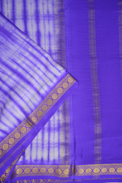 Shibori Tie & Dye Pure Crepe Mysore Silk Saree - Purple