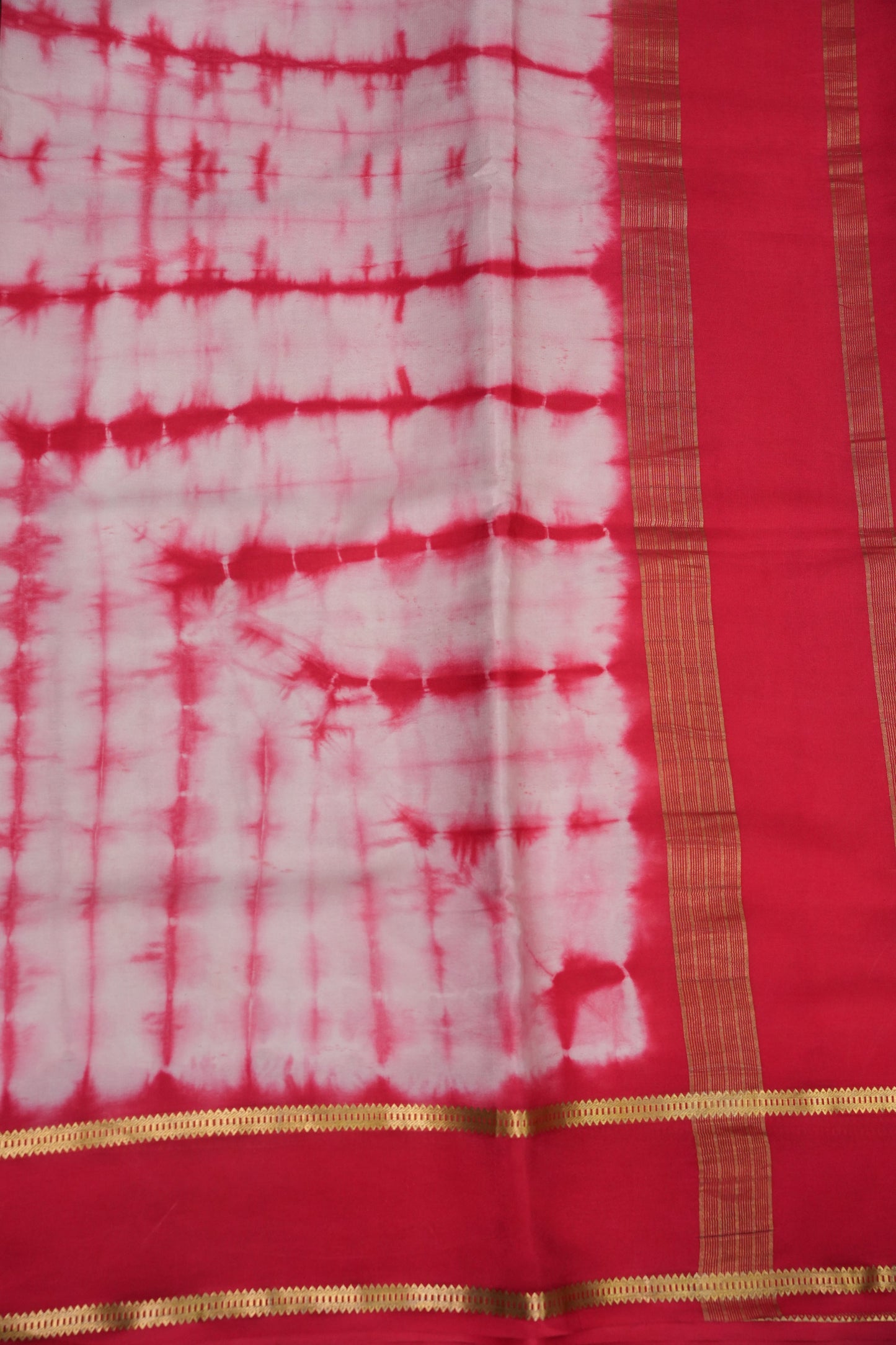 Shibori Tie & Dye Pure Crepe Mysore Silk Saree - Red