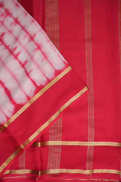 Shibori Tie & Dye Pure Crepe Mysore Silk Saree - Red