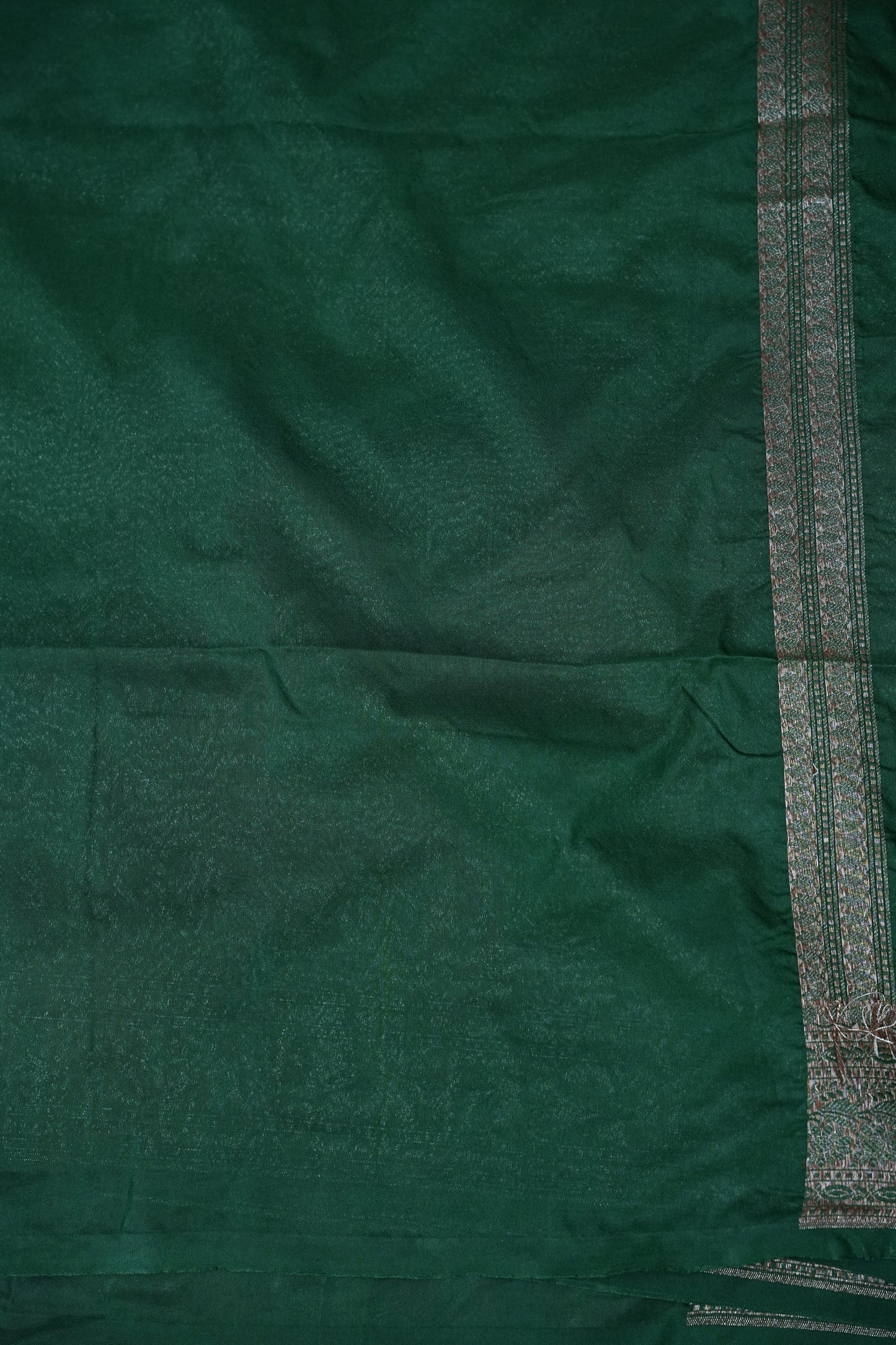 Pure Tussar Raw Silk Saree – Emerald Green Fully Brocade Weave with Rich Traditional Border