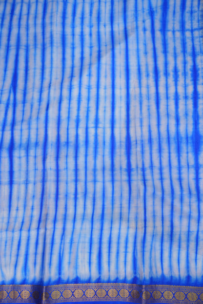 Shibori Tie & Dye Pure Crepe Mysore Silk Saree - Ink Blue
