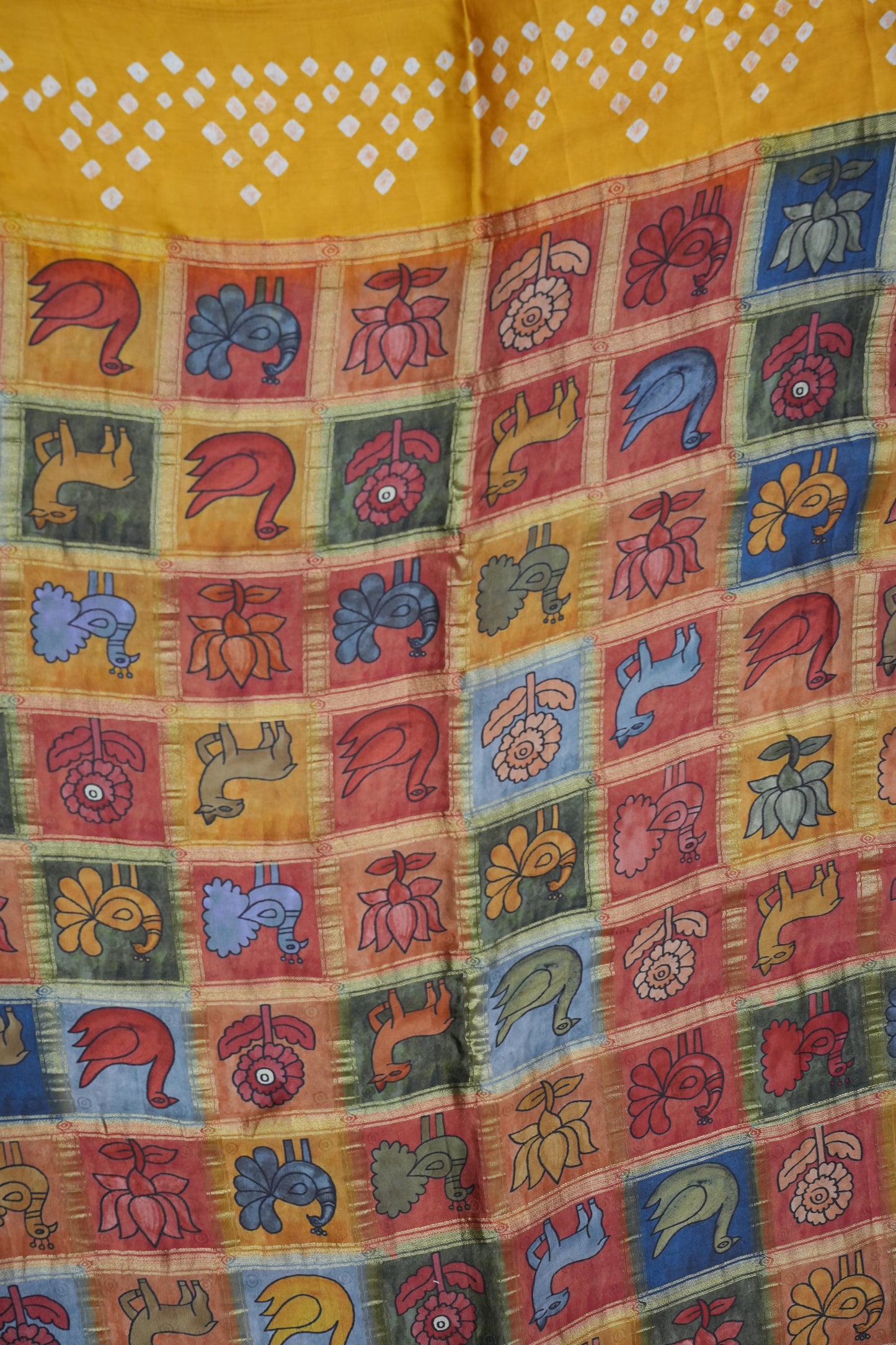 Subarnam's Exclusive Statement Saree – Pure Modal Silk Bandhani & Kalamkari Saree