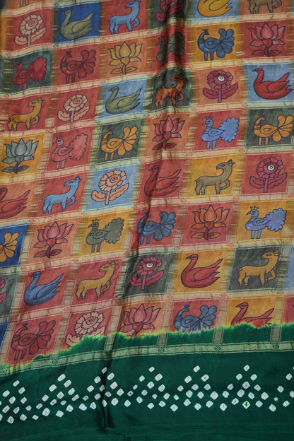 Subarnam's Exclusive Statement Saree – Pure Modal Silk Bandhani & Kalamkari Saree