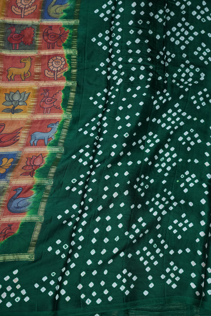 Subarnam's Exclusive Statement Saree – Pure Modal Silk Bandhani & Kalamkari Saree