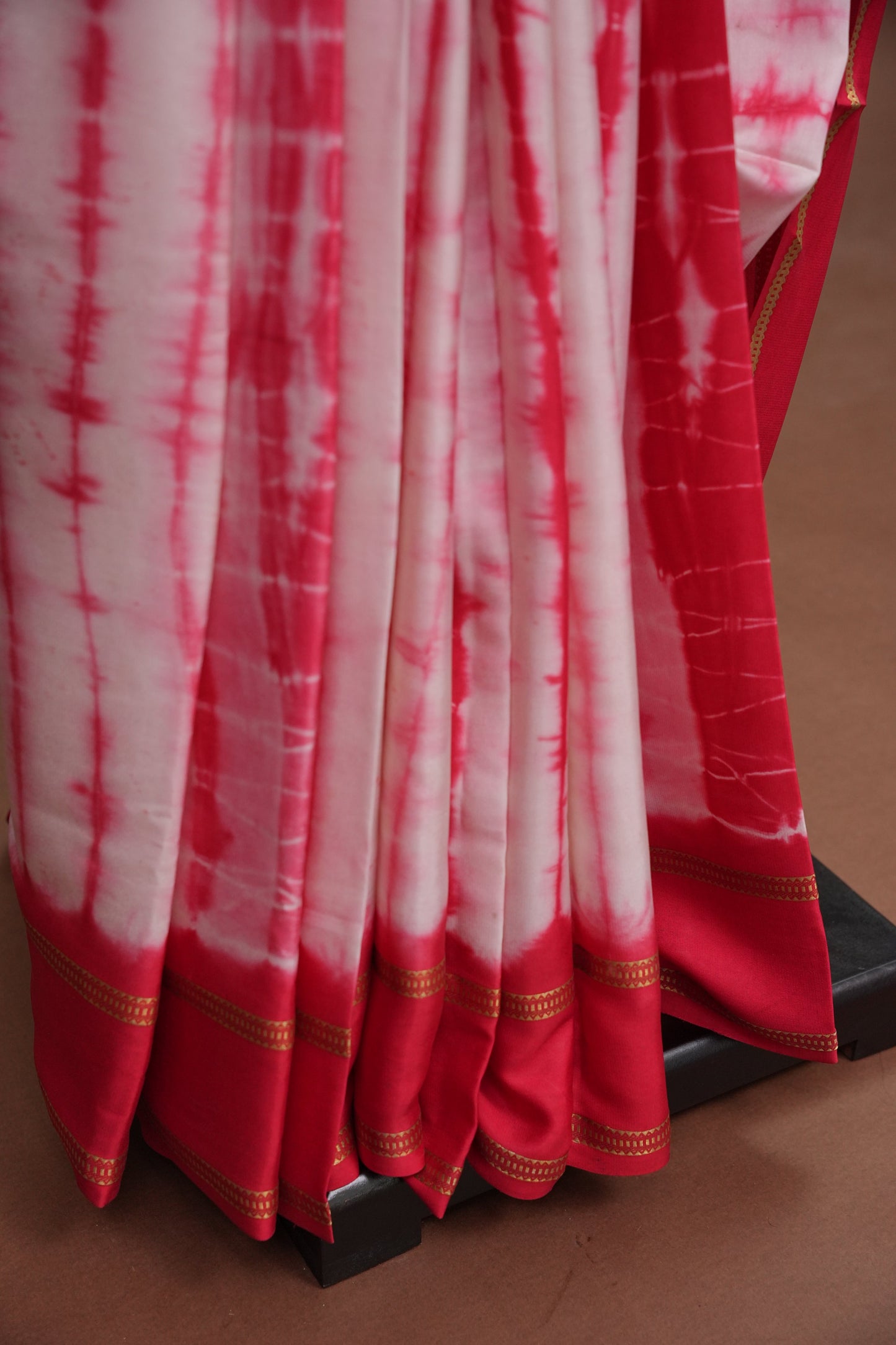 Shibori Tie & Dye Pure Crepe Mysore Silk Saree - Red
