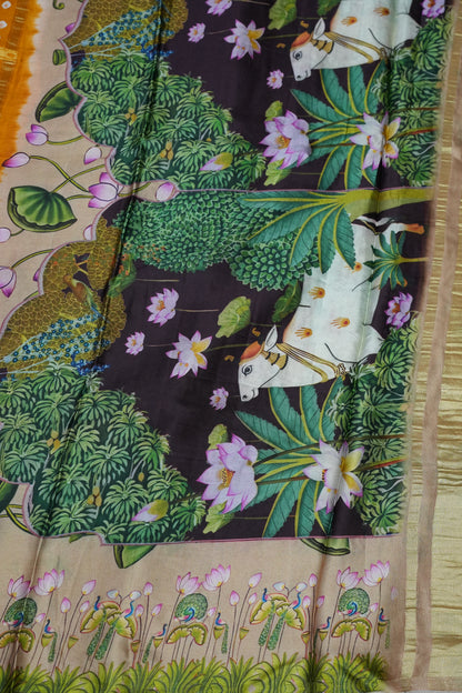 Subarnam's Exclusive Statement Saree – Pure Modal Silk Bandhani & Kalamkari Saree
