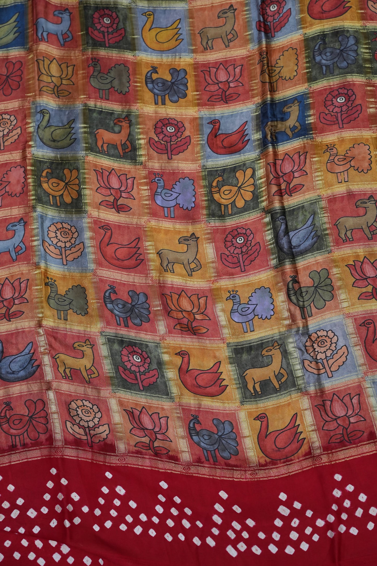 Subarnam's Exclusive Statement Saree – Pure Modal Silk Bandhani Kalamkari Saree