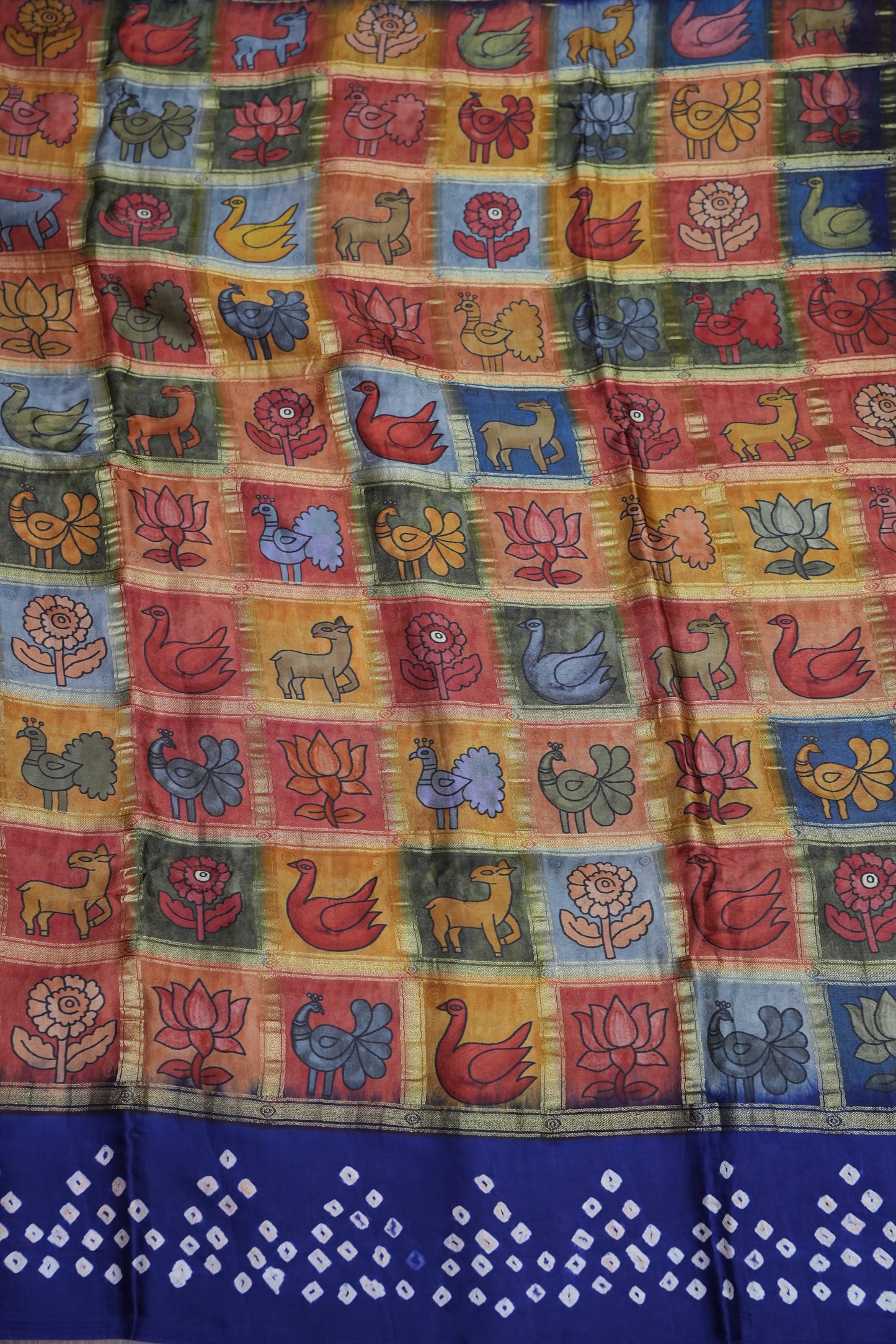Subarnam's Exclusive Statement Saree – Pure Modal Silk Bandhani Kalamkari Saree