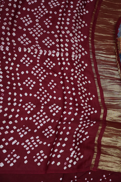 Subarnam's Exclusive Statement Saree – Pure Modal Silk Bandhani Kalamkari Saree