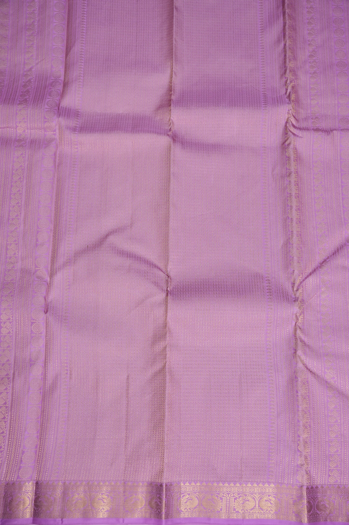Beige & Lilac Pure Kanchipuram Silk Saree|Silk Mark Certified