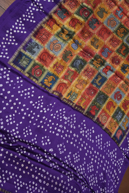 Subarnam's Exclusive Statement Saree – Pure Modal Silk Bandhani Kalamkari Saree