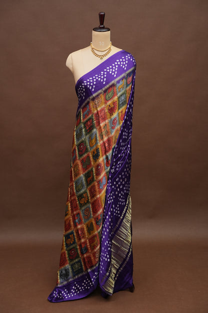 Subarnam's Exclusive Statement Saree – Pure Modal Silk Bandhani Kalamkari Saree