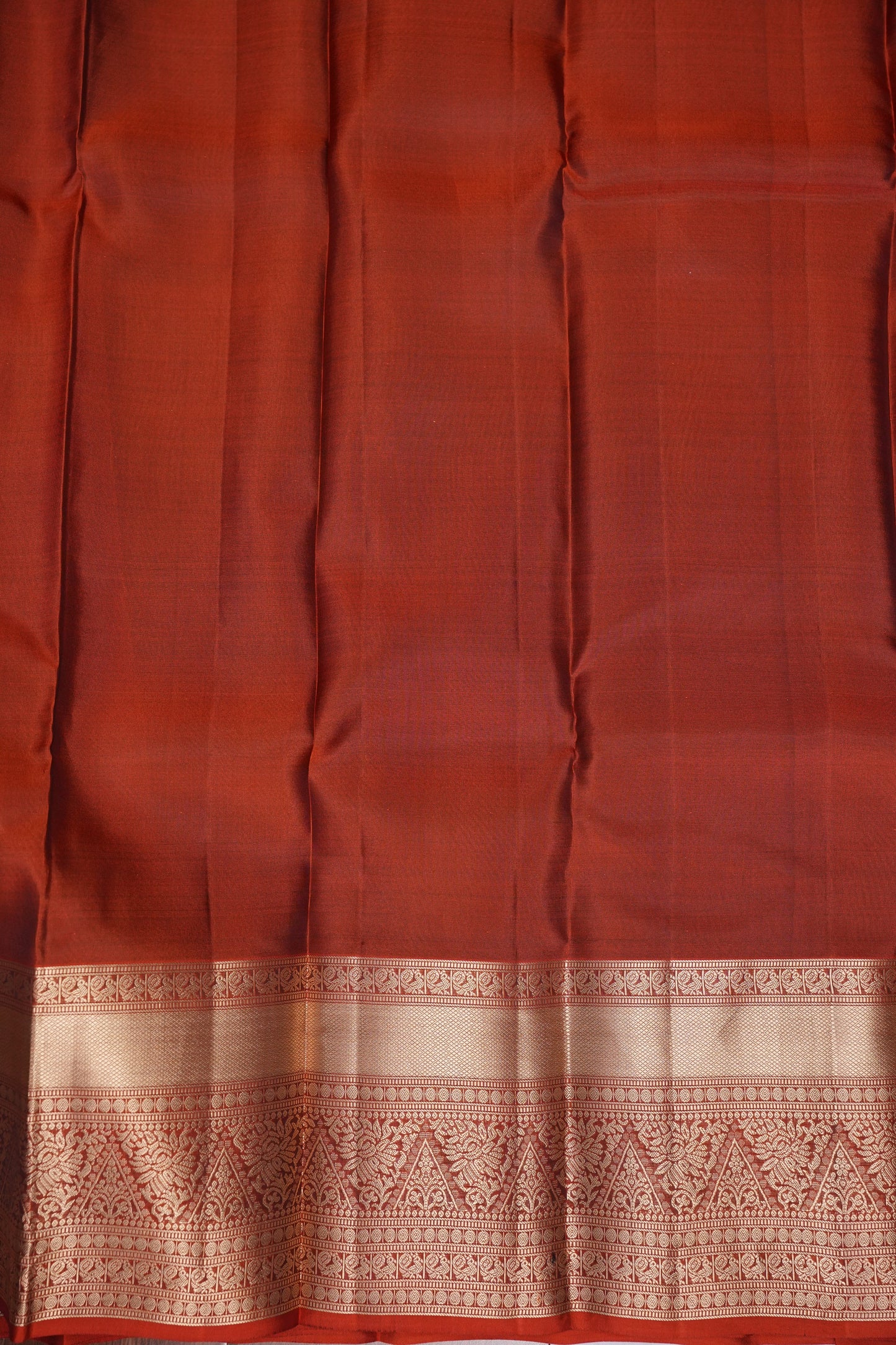 Bottle Green & Rust Orange Pure Kanchipuram Silk Saree|Silk Mark Certified