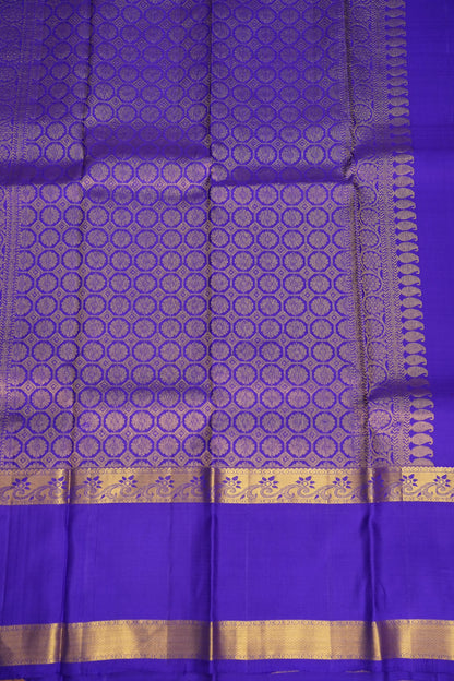 Mustard & Purple Border Pure Kanchipuram Silk Saree|Silk Mark Certified