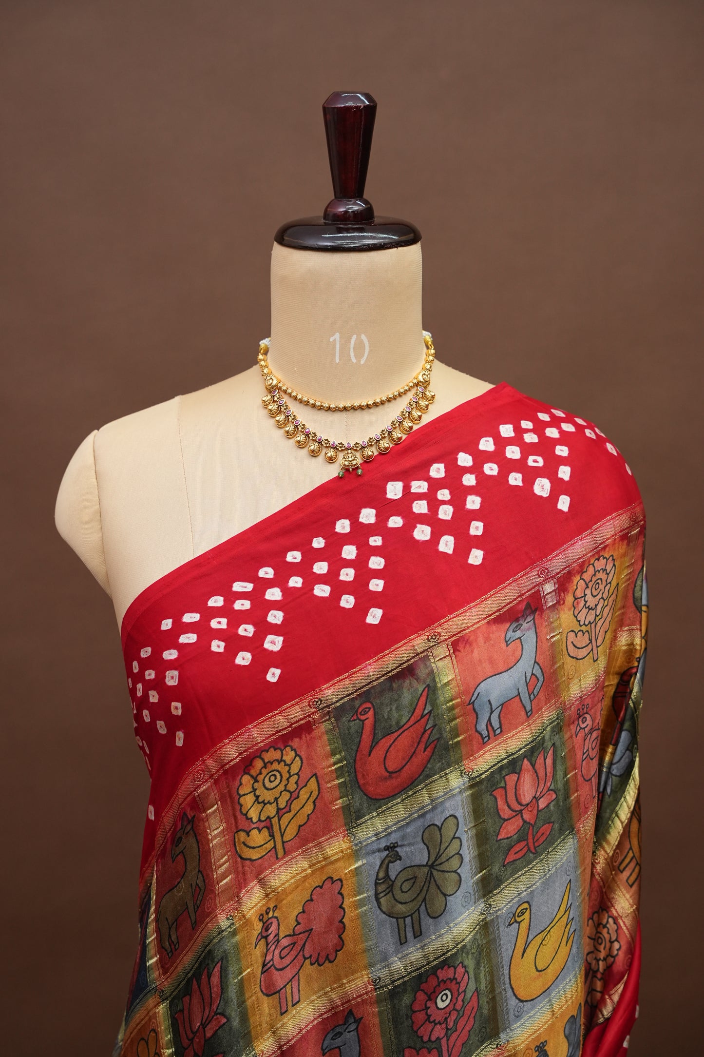 Subarnam's Exclusive Statement Saree – Pure Modal Silk Bandhani Kalamkari Saree