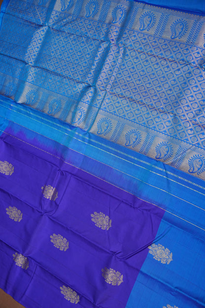 Royal Blue with Contrast Pure Kanchipuram Silk Saree|Silk Mark Certified