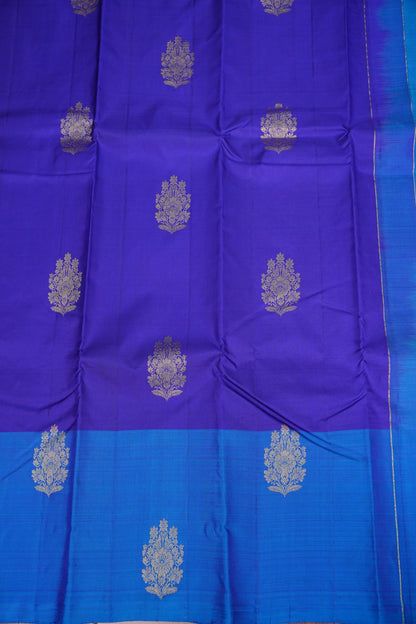 Royal Blue with Contrast Pure Kanchipuram Silk Saree|Silk Mark Certified