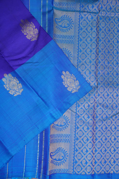Royal Blue with Contrast Pure Kanchipuram Silk Saree|Silk Mark Certified