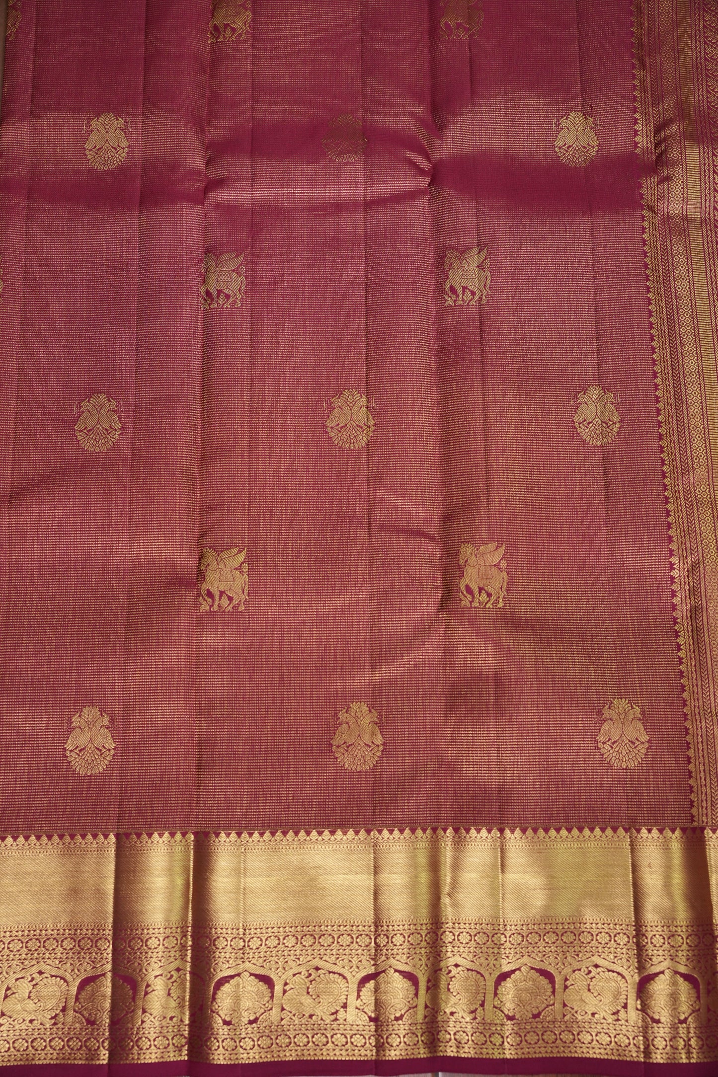 Bridal Deep Maroon Pure Kanchipuram Silk Saree|Silk Mark Certified