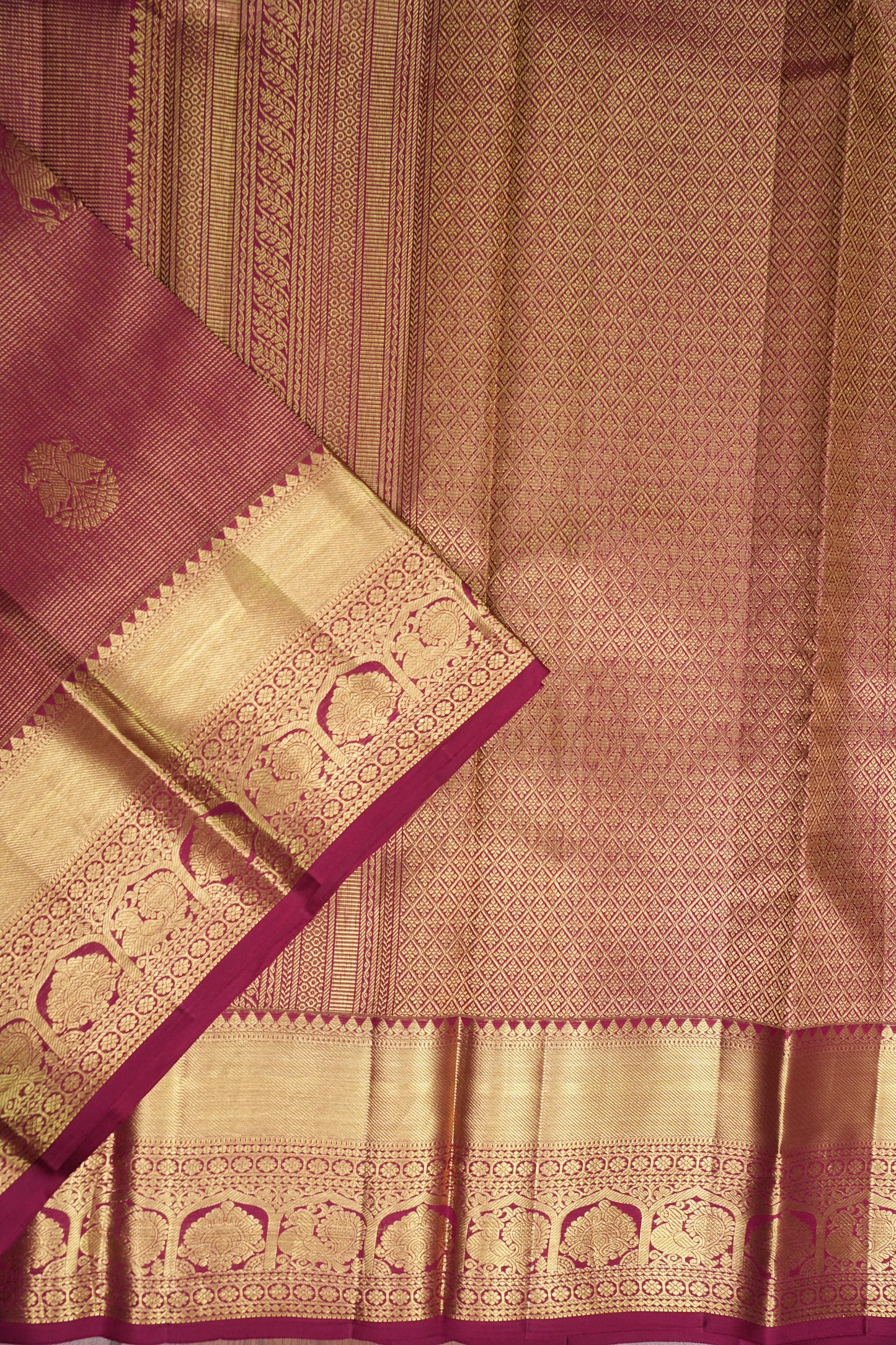 Bridal Deep Maroon Pure Kanchipuram Silk Saree|Silk Mark Certified
