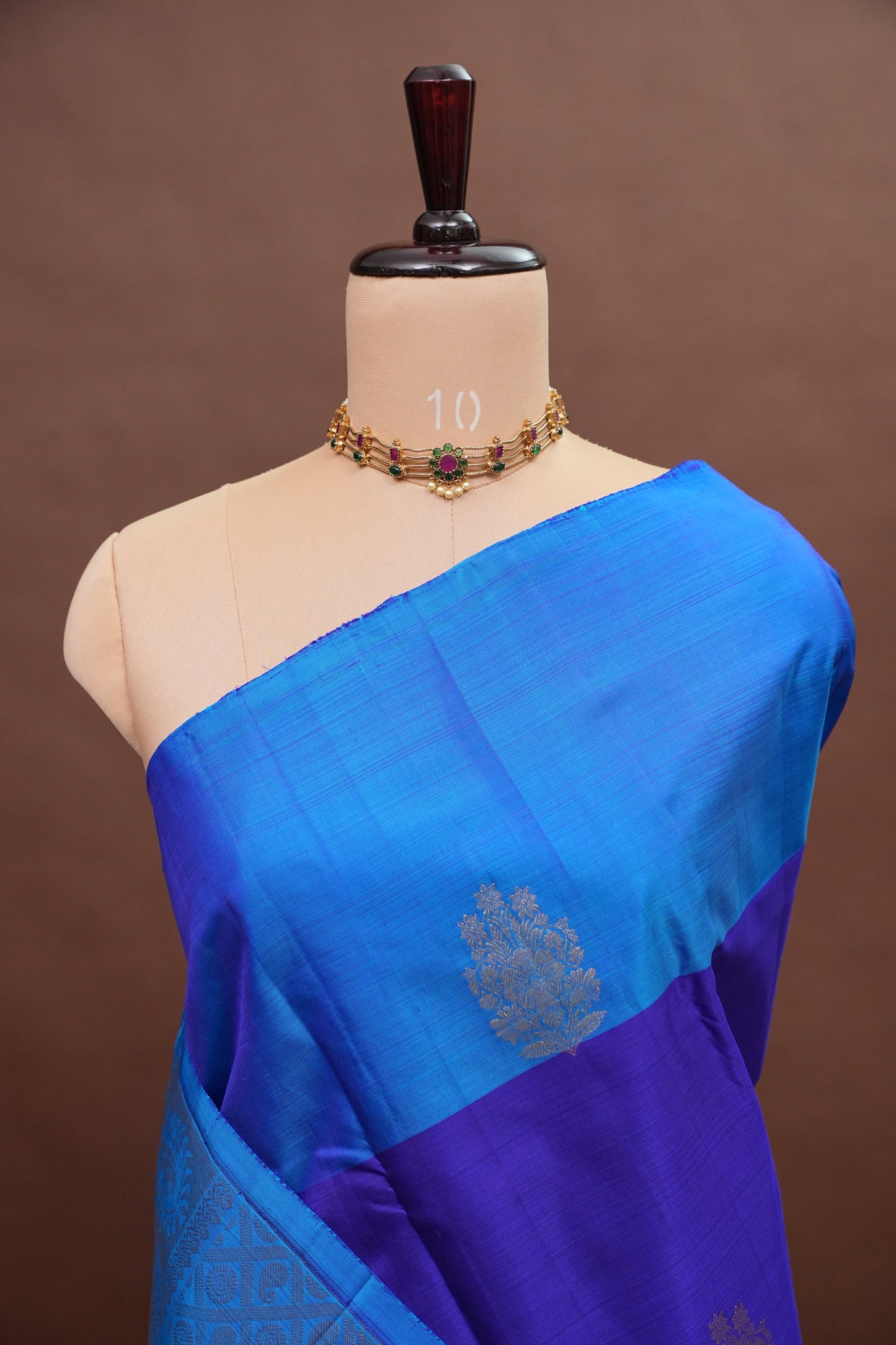 Royal Blue with Contrast Pure Kanchipuram Silk Saree|Silk Mark Certified