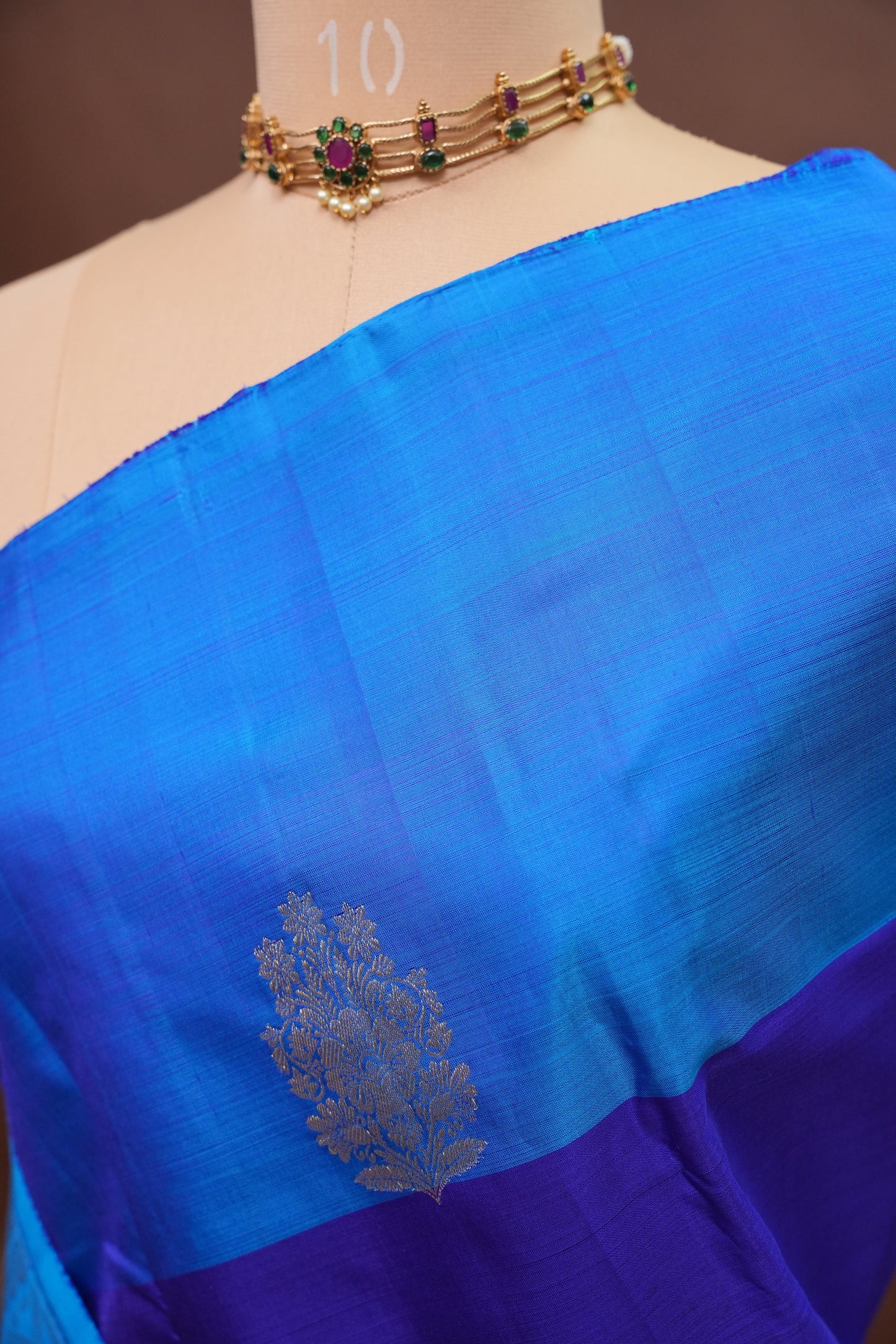 Royal Blue with Contrast Pure Kanchipuram Silk Saree|Silk Mark Certified