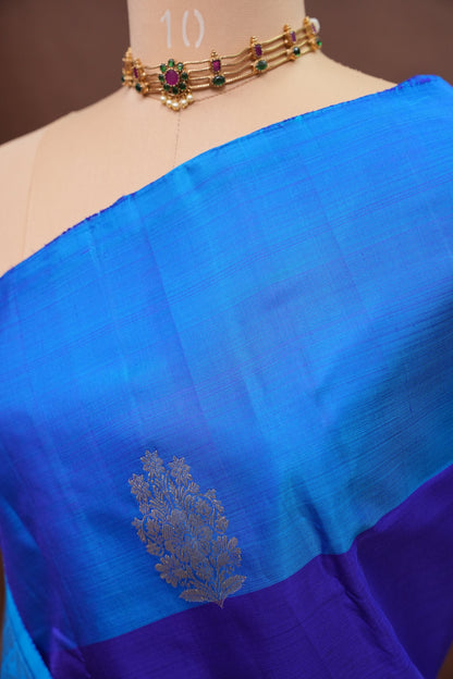 Royal Blue with Contrast Pure Kanchipuram Silk Saree|Silk Mark Certified