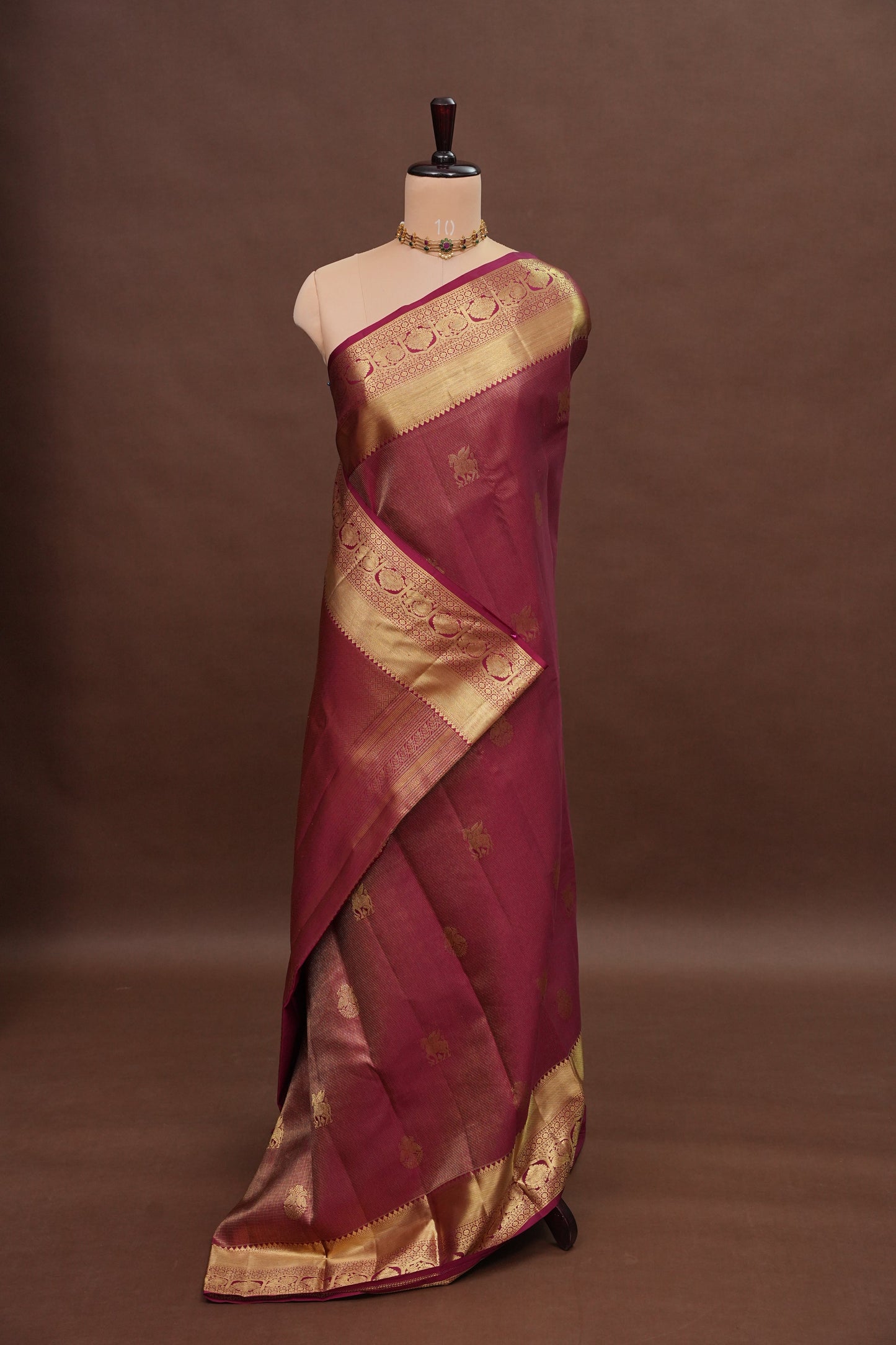 Bridal Deep Maroon Pure Kanchipuram Silk Saree|Silk Mark Certified