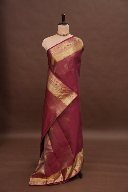 Bridal Deep Maroon Pure Kanchipuram Silk Saree|Silk Mark Certified