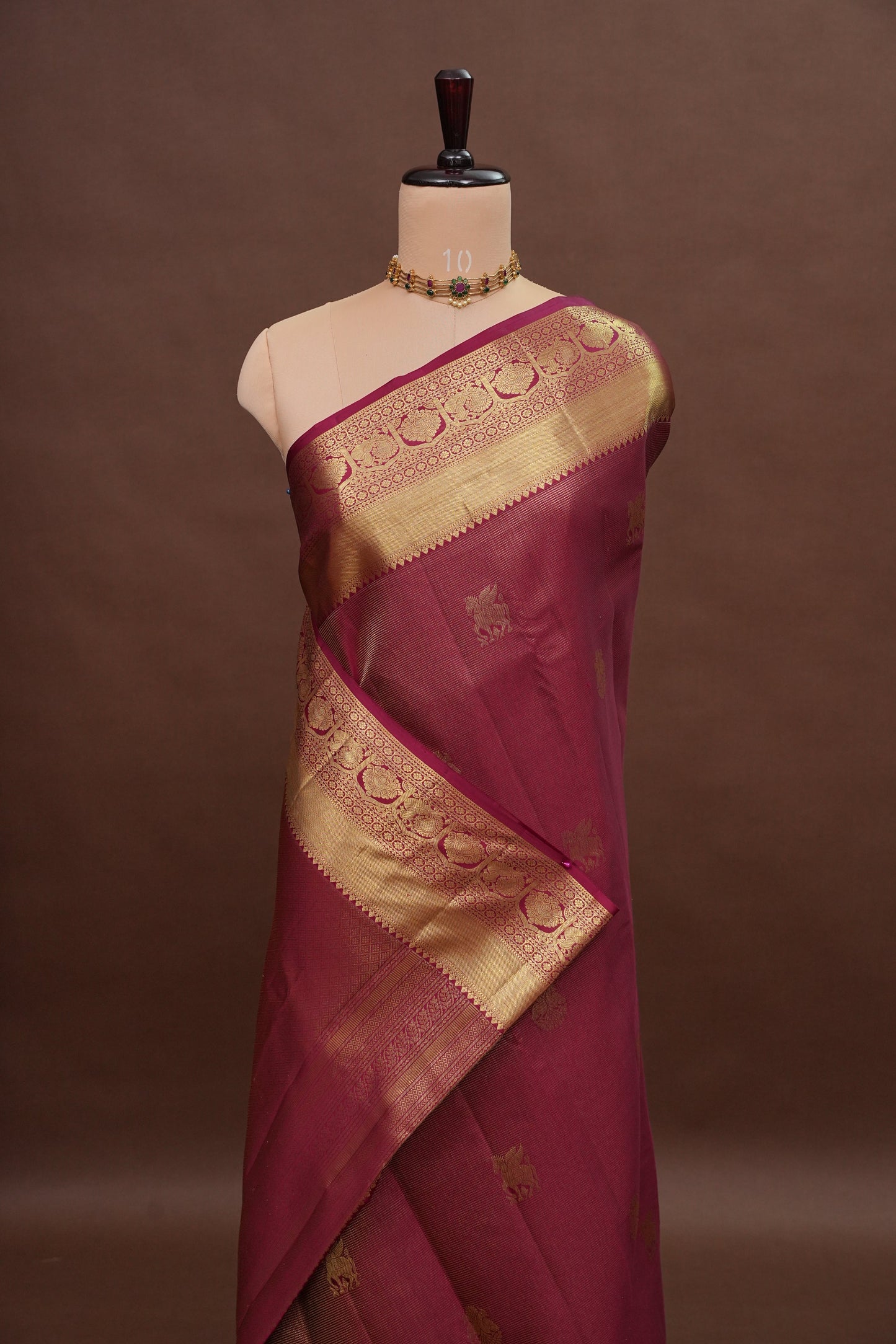 Bridal Deep Maroon Pure Kanchipuram Silk Saree|Silk Mark Certified