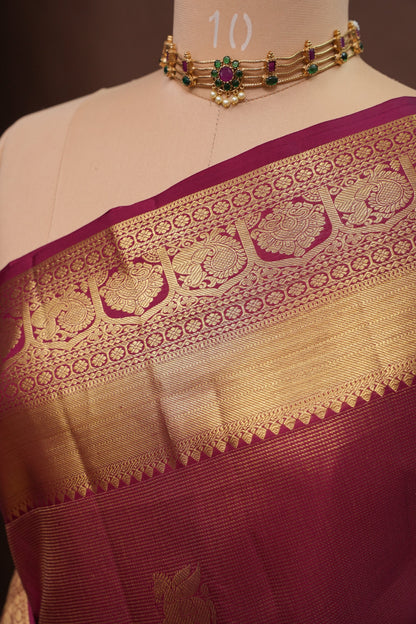 Bridal Deep Maroon Pure Kanchipuram Silk Saree|Silk Mark Certified