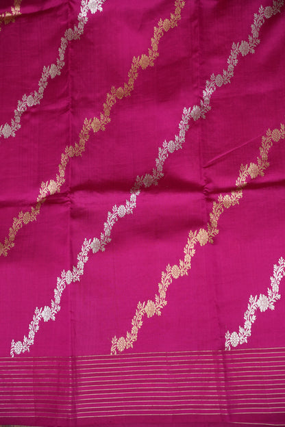 PURE MANGO SILK SAREE – RANI PINK WITH DUAL-TONE FLORAL ZARI VINES