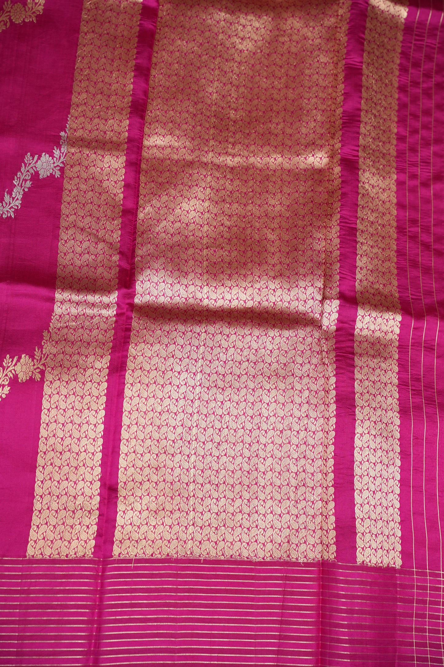 PURE MANGO SILK SAREE – RANI PINK WITH DUAL-TONE FLORAL ZARI VINES