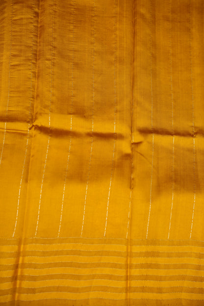 PURE MANGO SILK SAREE – MUSTARD GOLD WITH FLORAL ZARI BUTTAS