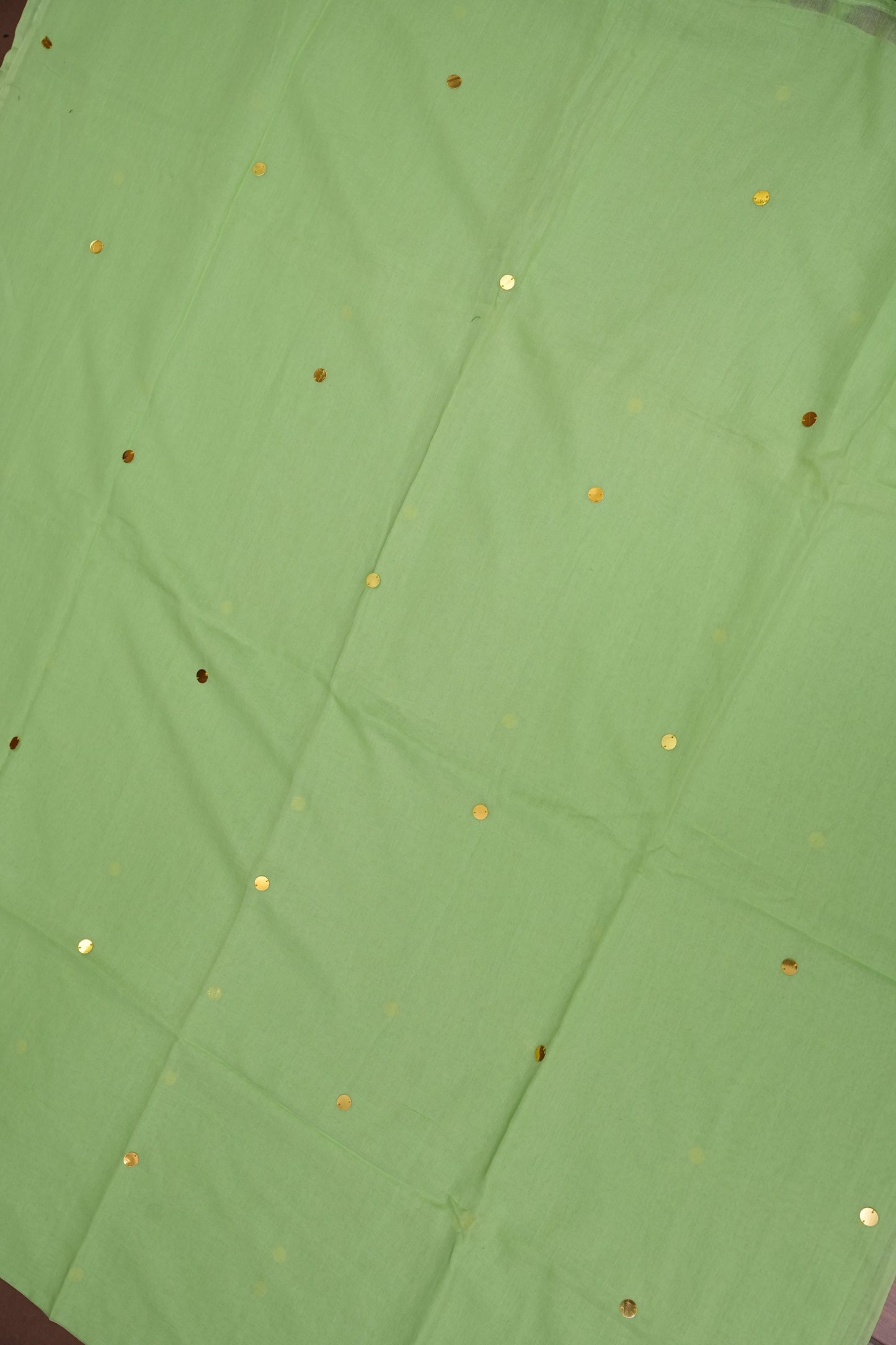 Mulmul Cotton Saree with Tassels - Pistachio Green