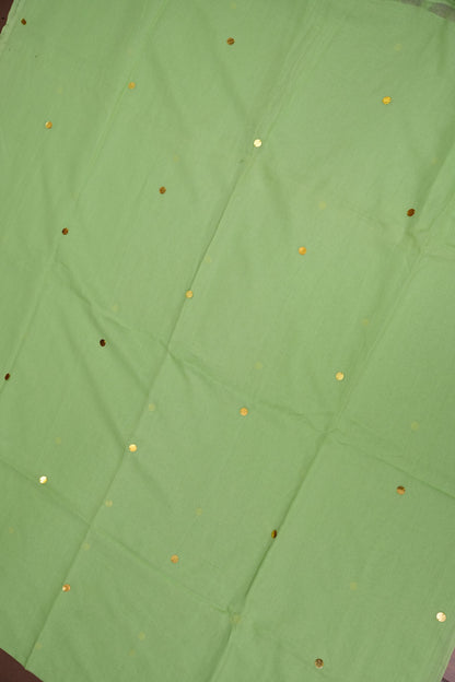 Mulmul Cotton Saree with Tassels - Pistachio Green