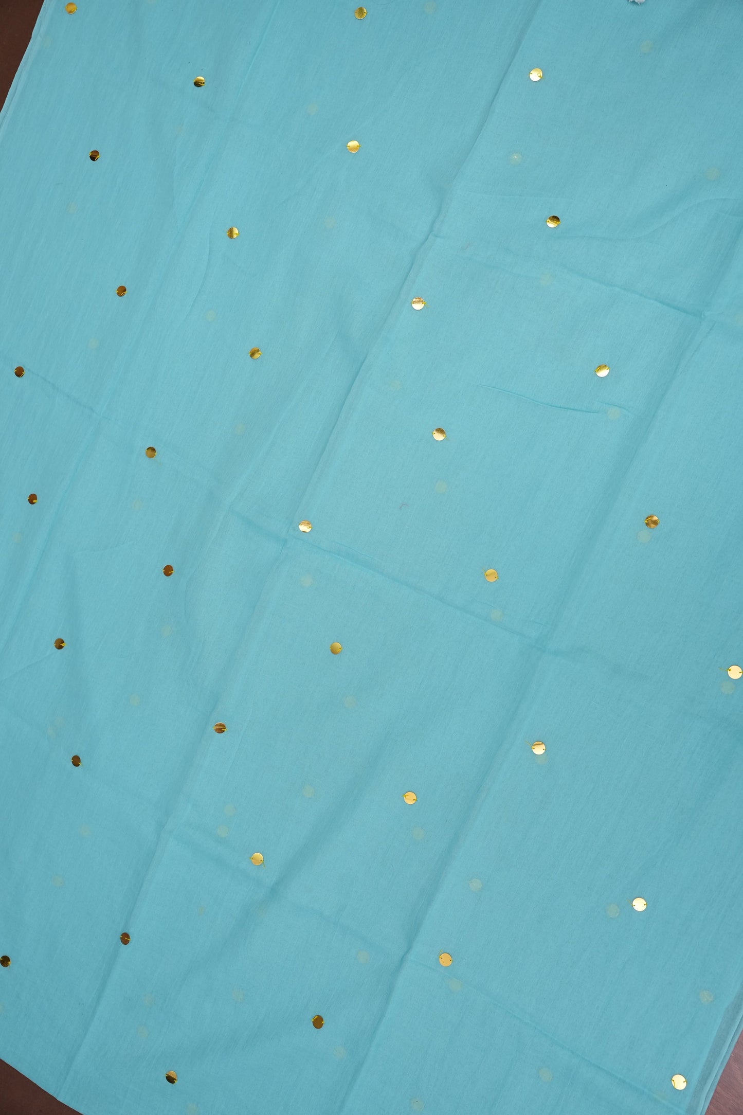 Mulmul Cotton Saree with Tassels - Sky Blue