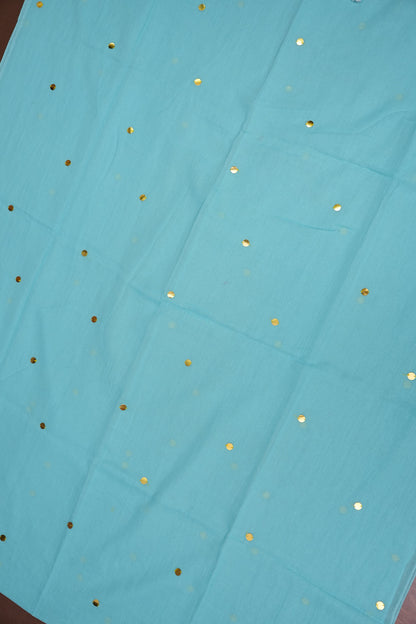 Mulmul Cotton Saree with Tassels - Sky Blue
