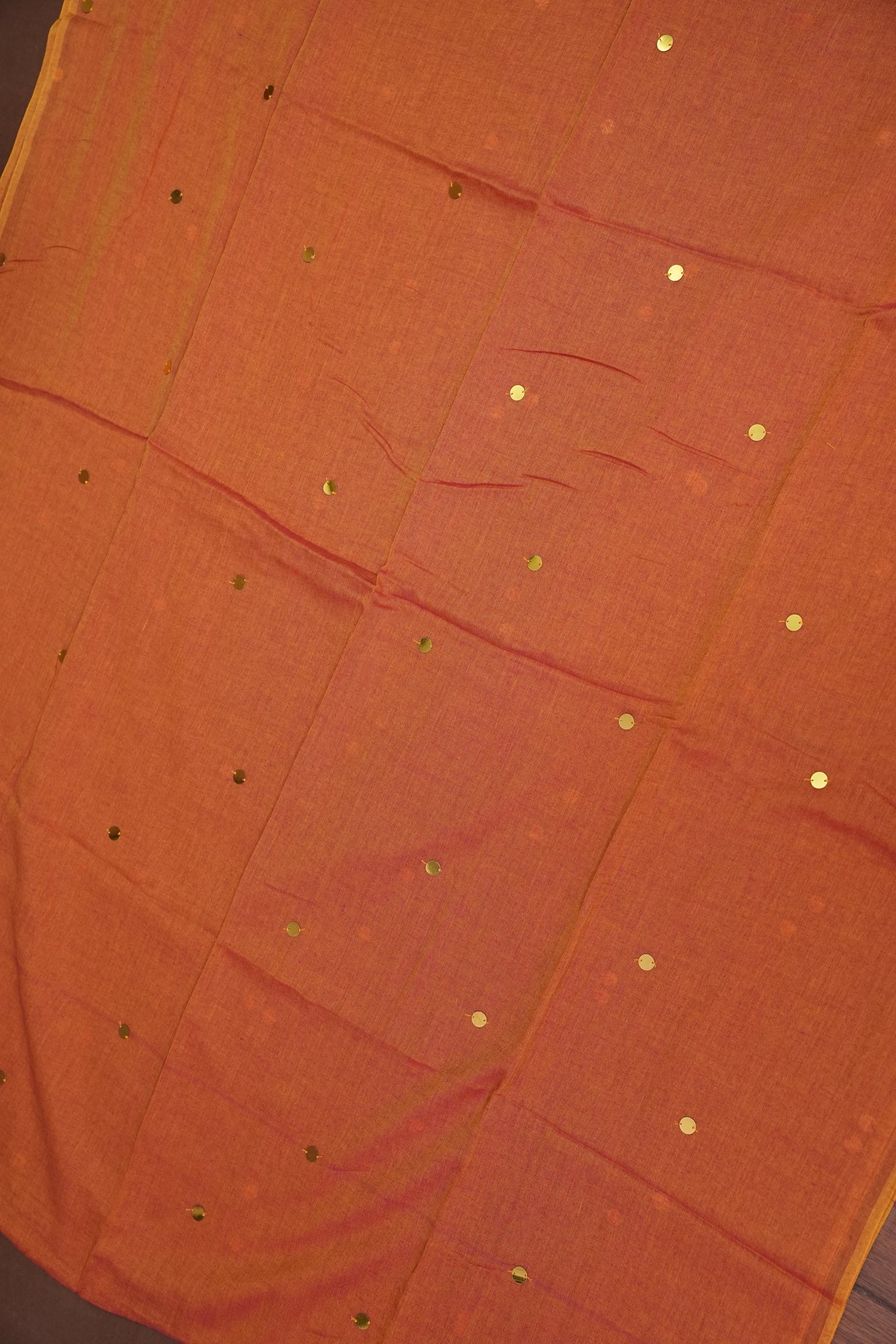 Mulmul Cotton Saree with Tassels - Peachy Orange