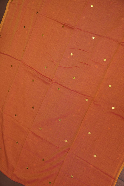 Mulmul Cotton Saree with Tassels - Peachy Orange