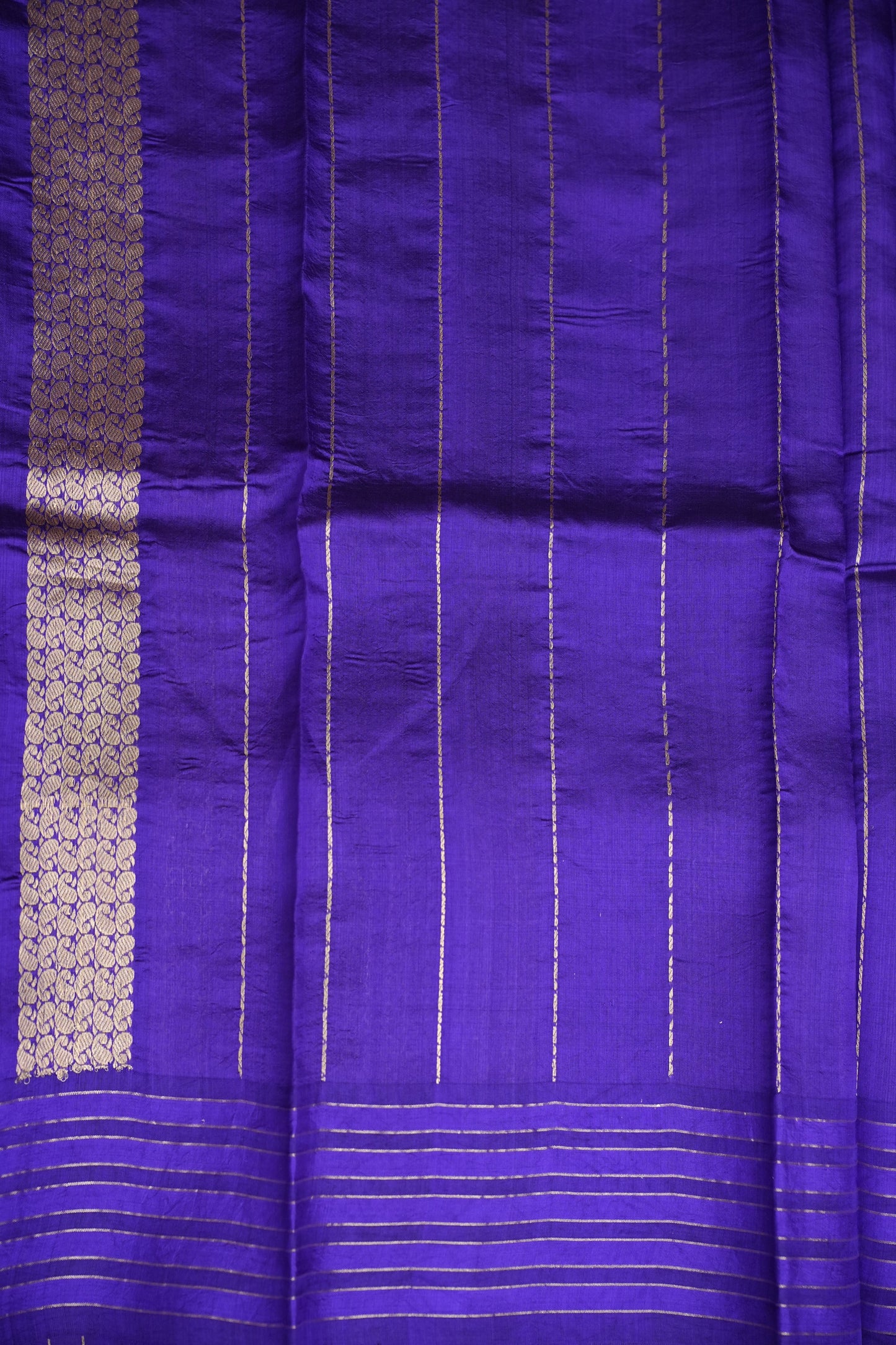 Pure Mango Silk Saree – Regal Violet with Floral Zari Vines & Rich Gold Zari Pallu