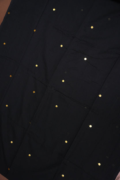 Mulmul Cotton Saree with Tassels - Black