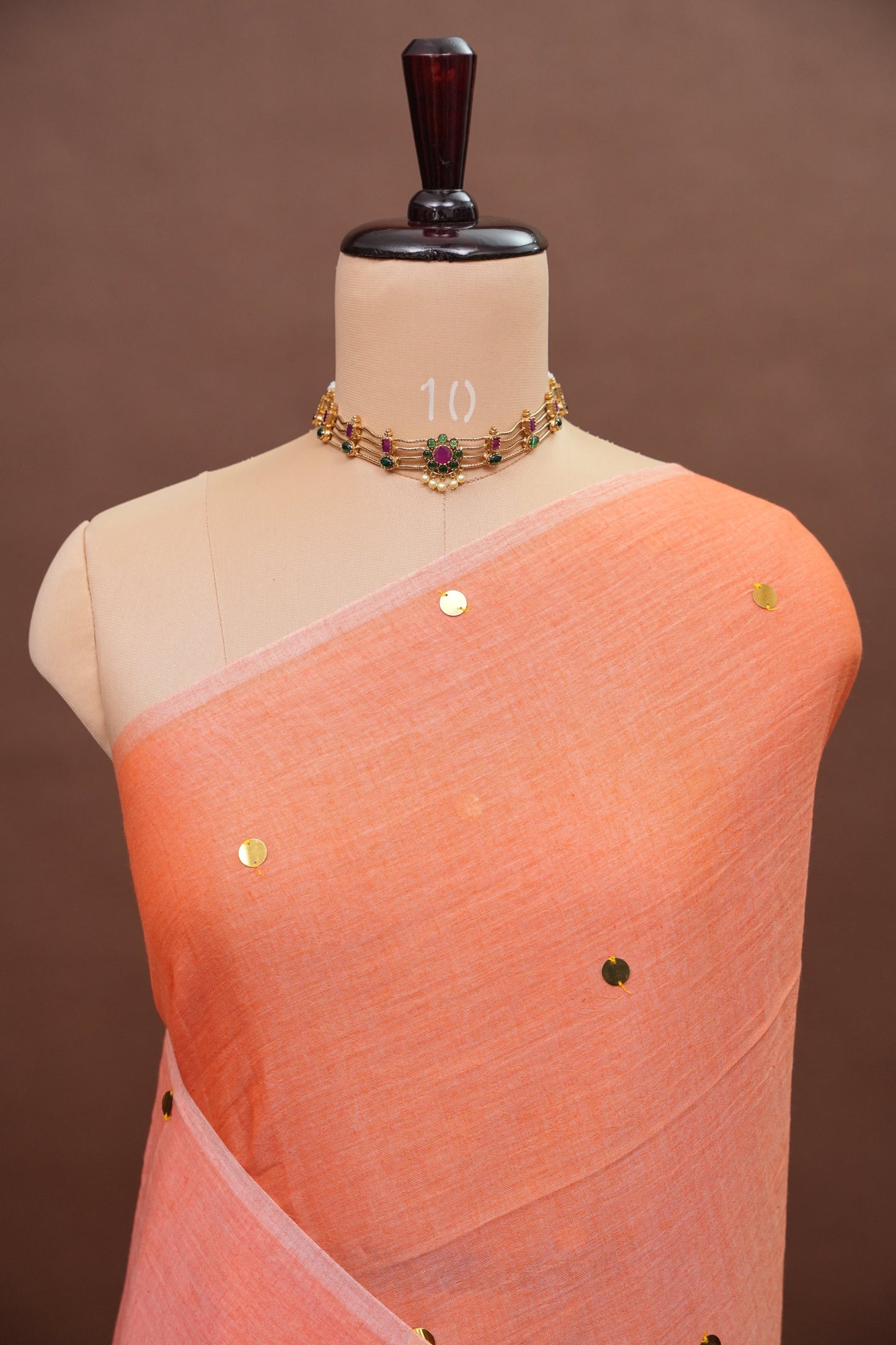 Mulmul Cotton Saree with Tassels - Sunset Orange