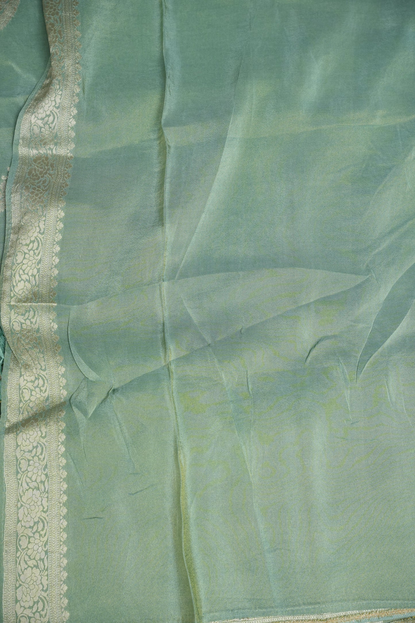 Mellow Tissue Banarasi Silk Saree in Mint Green Mist with Silver Zari