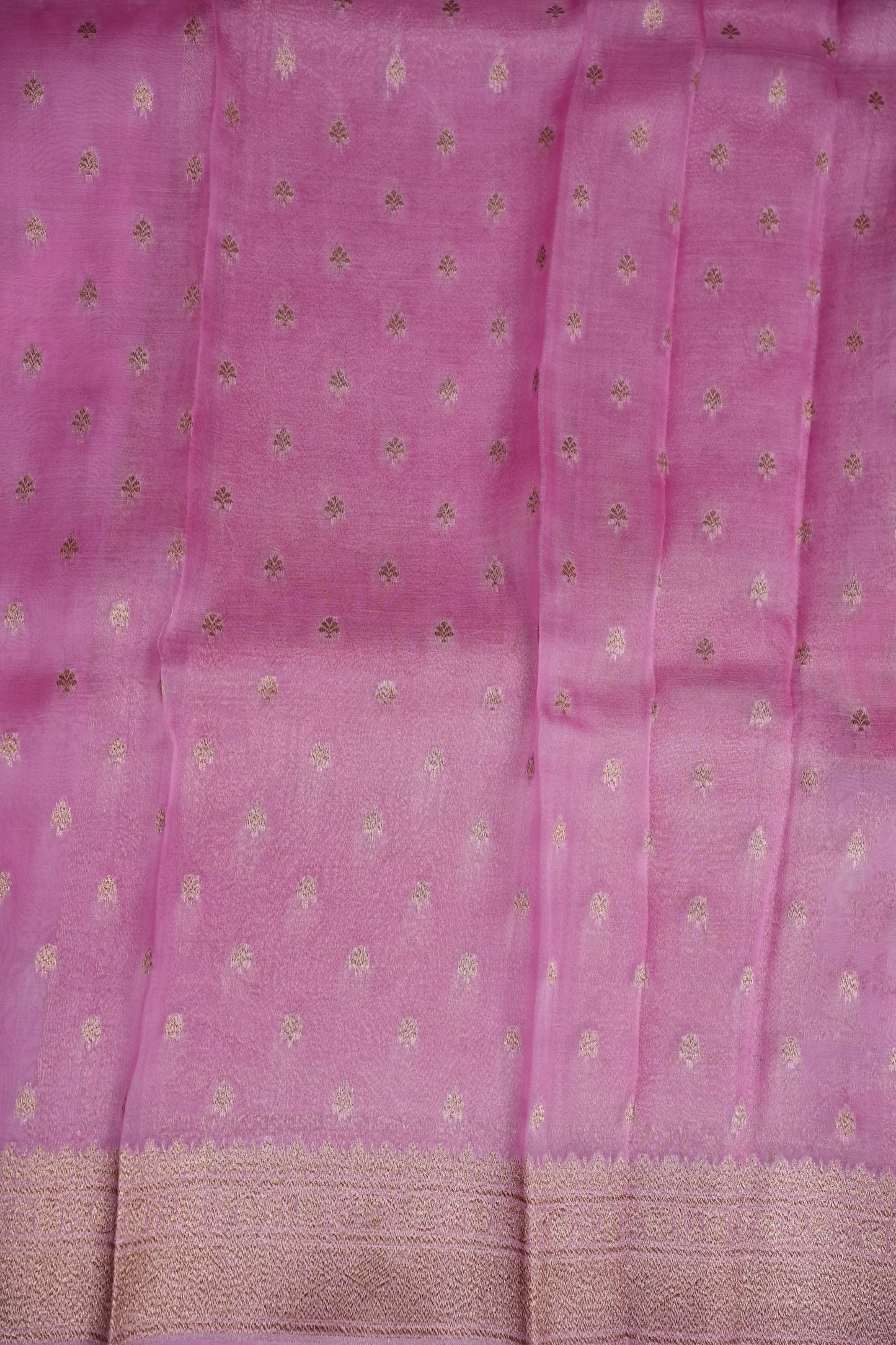 Pure Kora Banarasi Silk Saree in Blush Pink with Floral Jaal Weaving