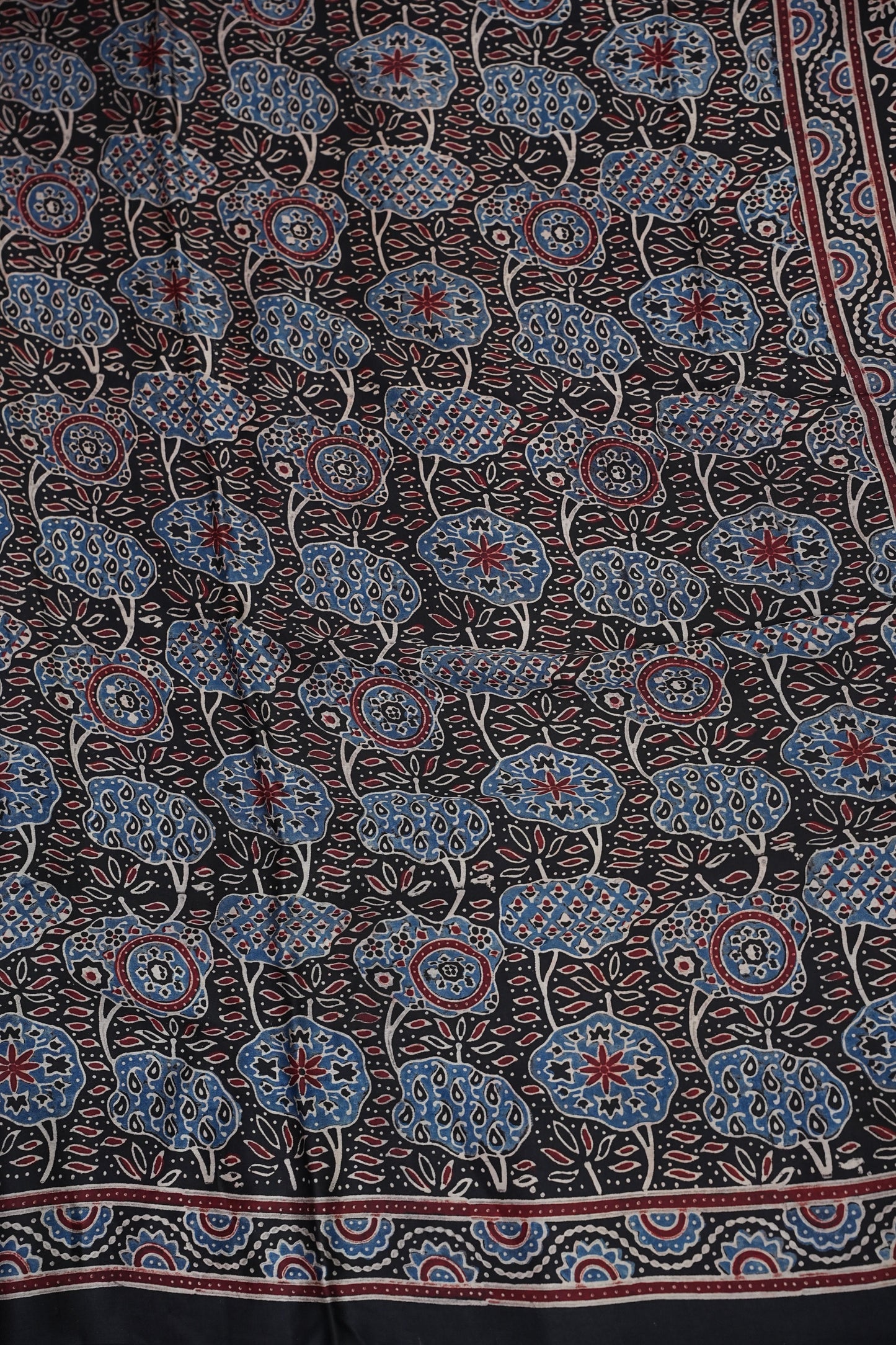 Pure Modal Silk Saree with Authentic Ajrakh Prints – Black