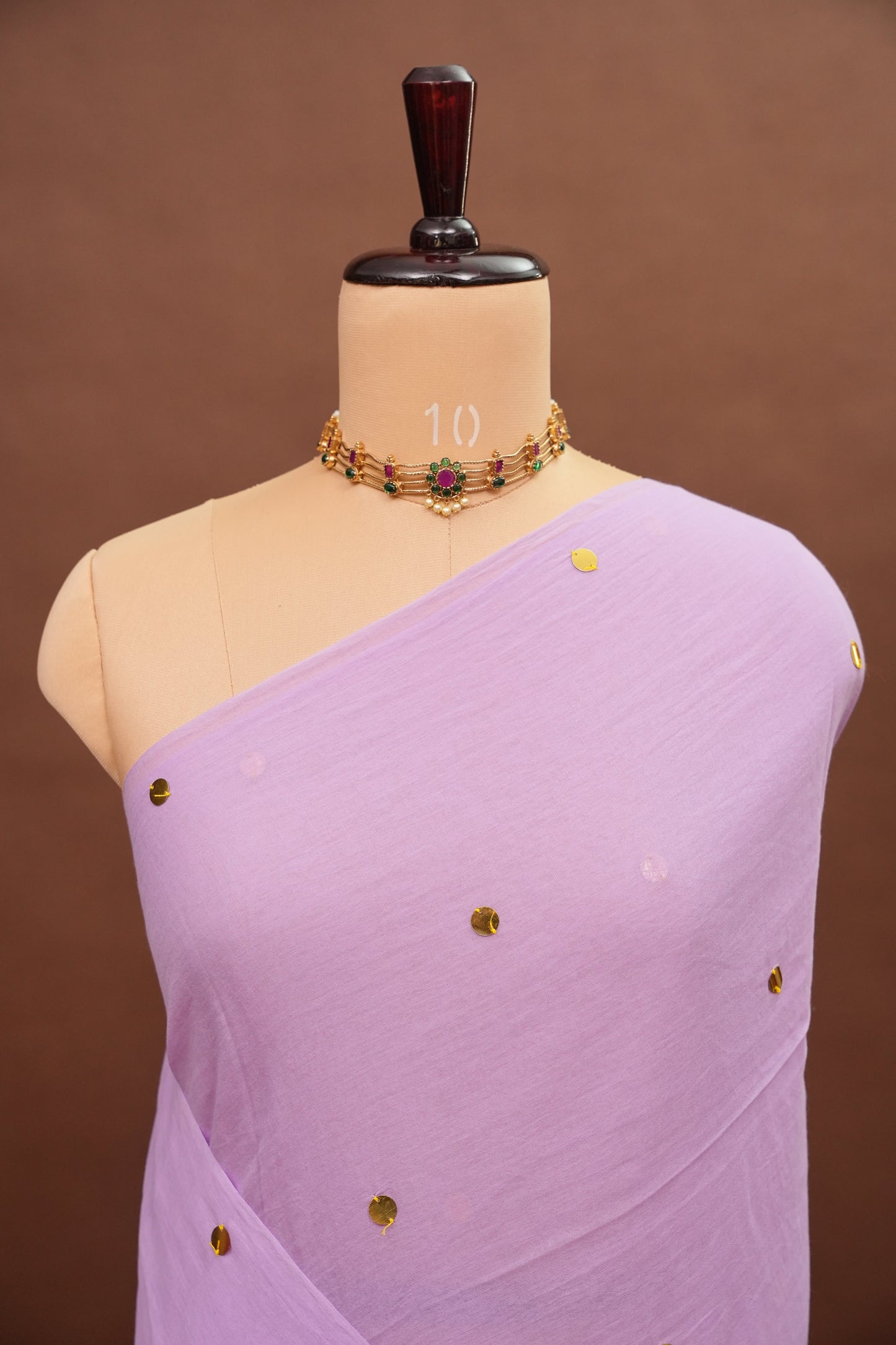 Mulmul Cotton Saree with Tassels - Lavender