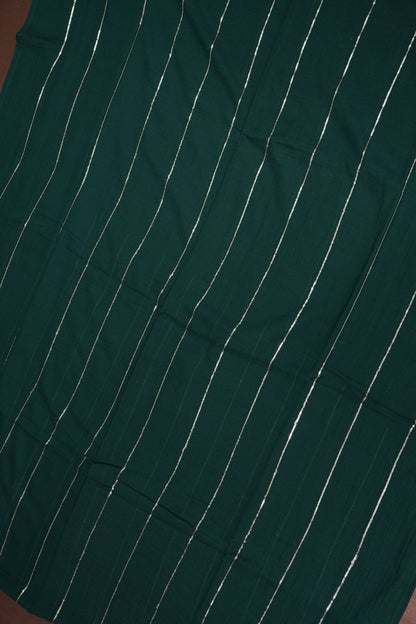 Mulmul Cotton Saree with Tassels - Teal Green
