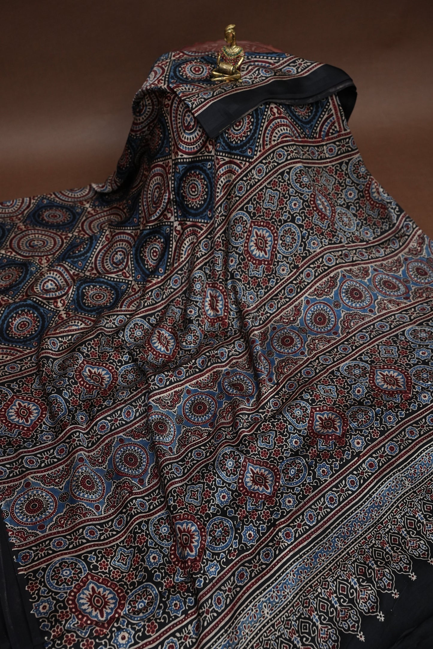 Pure Modal Silk Saree with Authentic Ajrakh Prints – Black